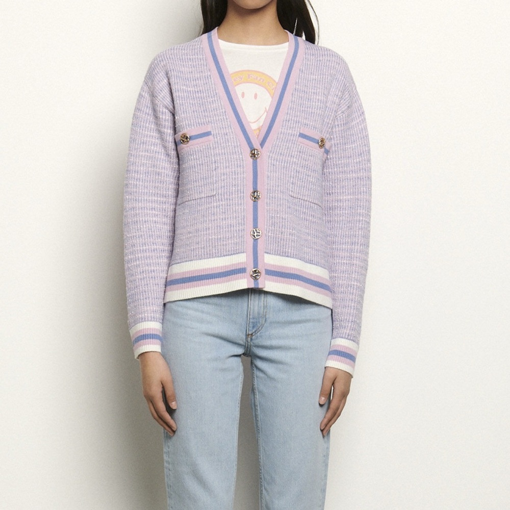 Sandro Tweed Effect Cardigan Size Small